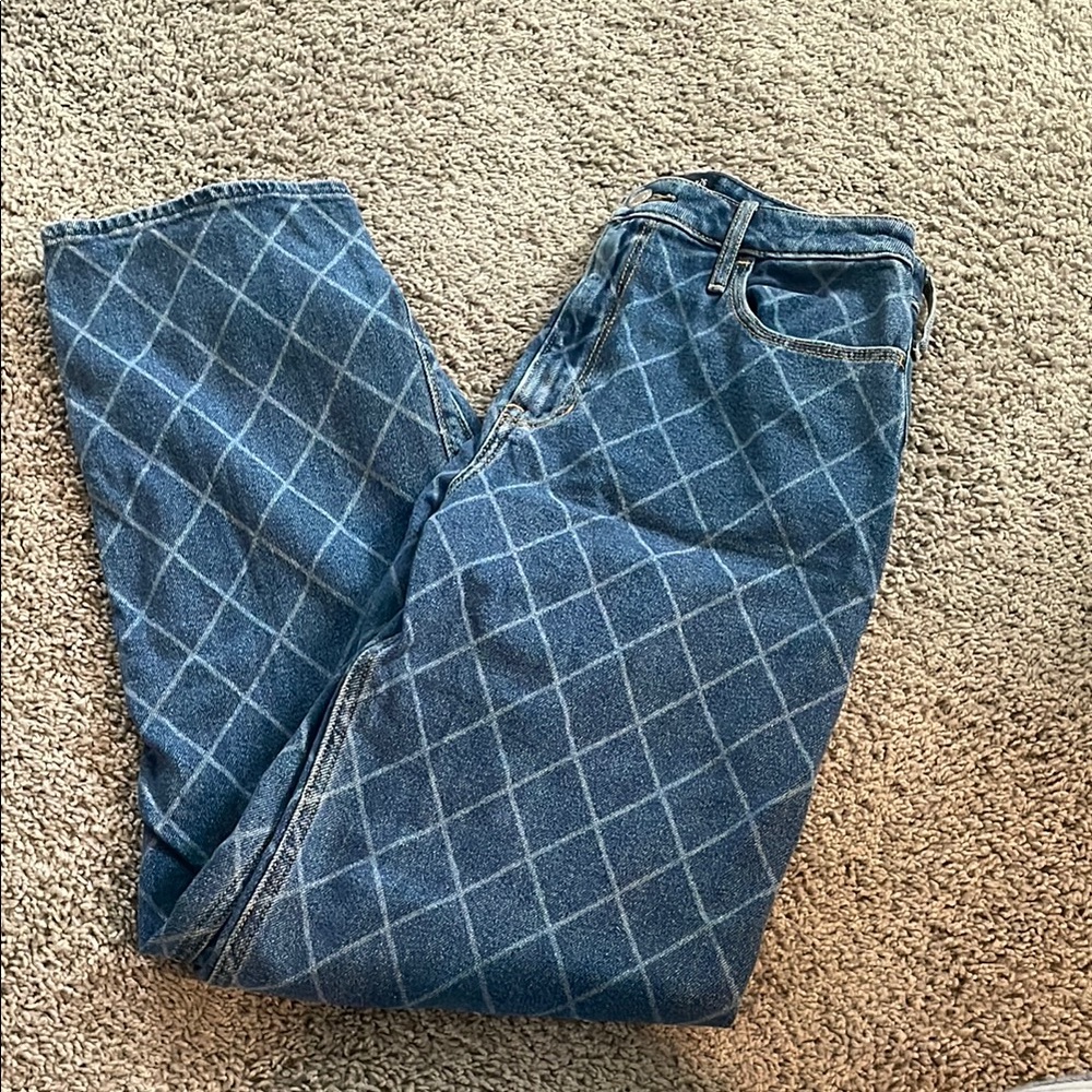 Hollister Women’s Blue Jeans with Diamond Pattern